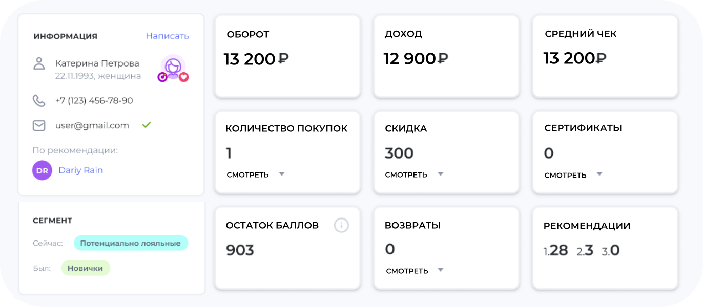 Автоматизированная клиентская база UDS с историей покупок и бонусами